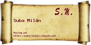 Suba Milán névjegykártya