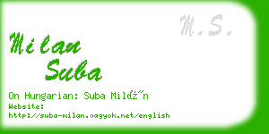 milan suba business card